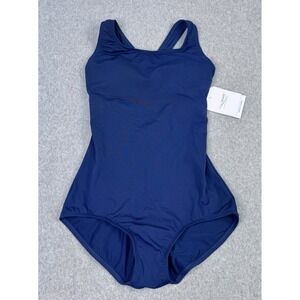 NEW Dolfin Aquashape Women's Moderate Scoop Back Navy One‎ Piece Swimsuit Size 8